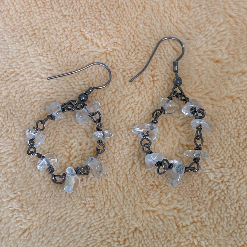 Clear crystal dangle chain earrings